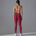 New arrival cross-border seamless pure color tight cross back sports intimates yoga suit running fitness yoga wear for women