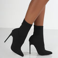 Exportplus sizefashion autumn style in stock pointed toe knitting knee socks high heel stiletto women's boots fly knit women's elastic sock boots