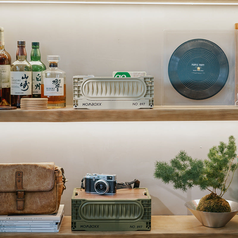 Industrial wind foldable storage basket outdoor camping trunk storage box desktop snack toy storage box