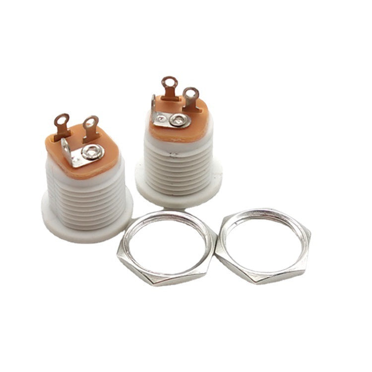 Direct supply white DC022 panel seat, power socket round 5.5 * 2.1MM tripod with nut power socket