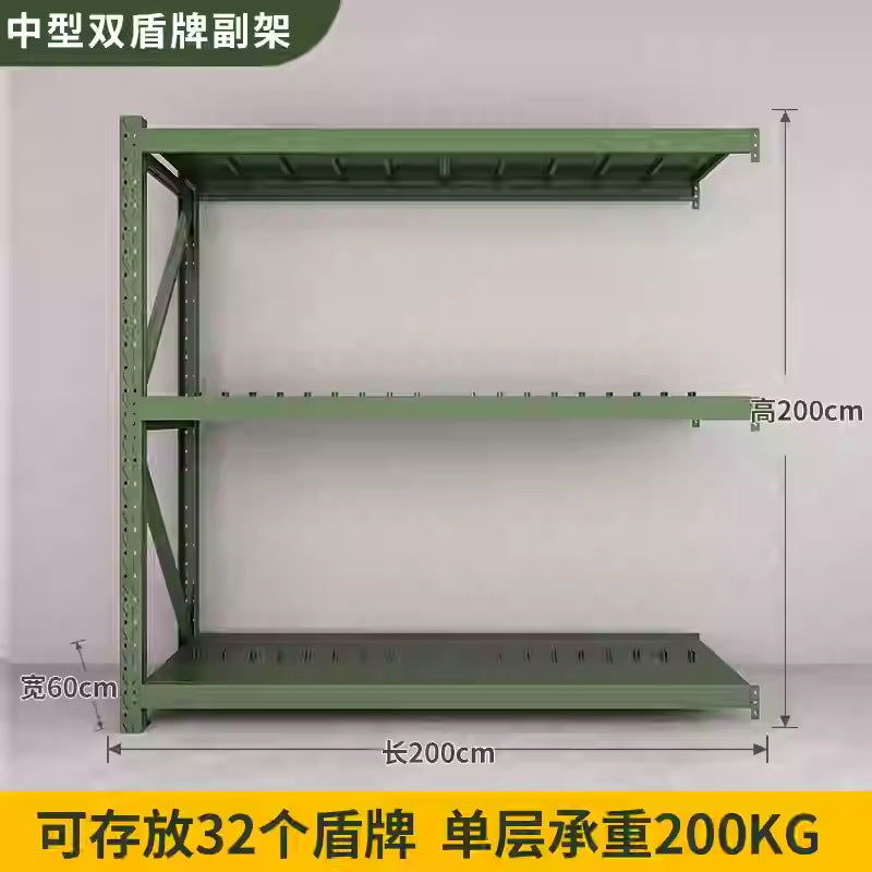 Army green shield, shovel, iron pick, material, barracks, security, combat readiness, warehouse, armed forces equipment, thickened storage shelves