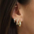 2024 new luxury geometric zircon cartilage earrings - unique, high-end copper plated gold earring set for women