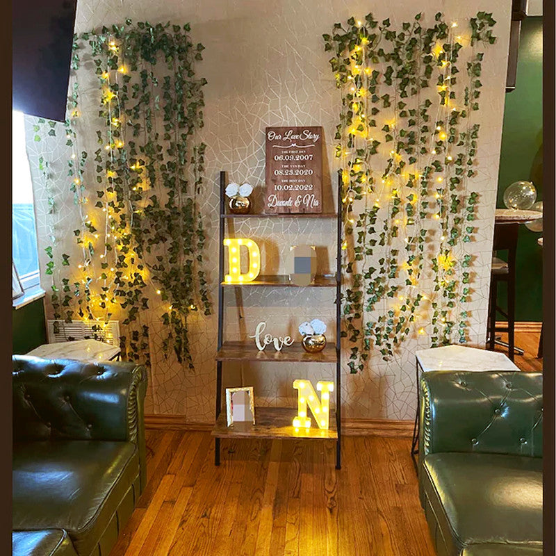 Green leaf rattan curtain light led plant leaf lights flashing lights string wedding live broadcast background string lights  wholesale