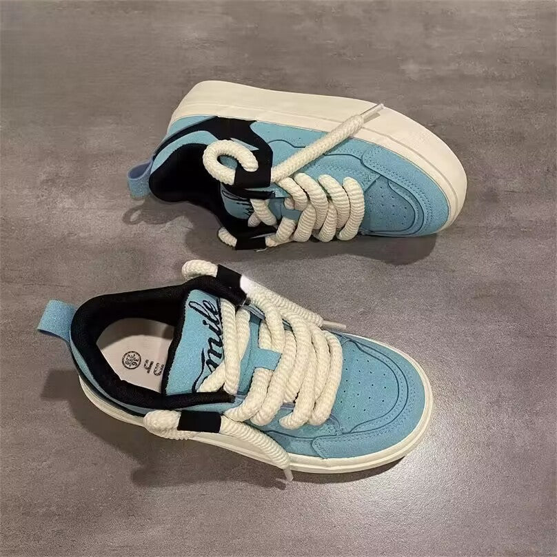 Hong kong style casual sneakers women's shoes - trendy, minimalist, versatile white sneakers - new spring/autumn 2026 collection - streetwear sneakers