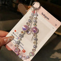 Creative mobile phone hanging chain pendant cat tassel accessible luxuryshort fairy pearl crystal satchel chain mobile phone case lanyard