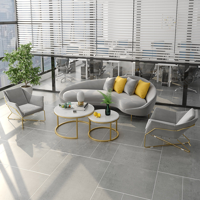 Nordic sales office reception curved double sofa office clothing store rest area furniture coffee table set
