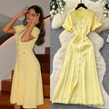 Export french tweed styleclassyfashionable buttoned silm short-sleeved knittingdress women's summer waist elegant