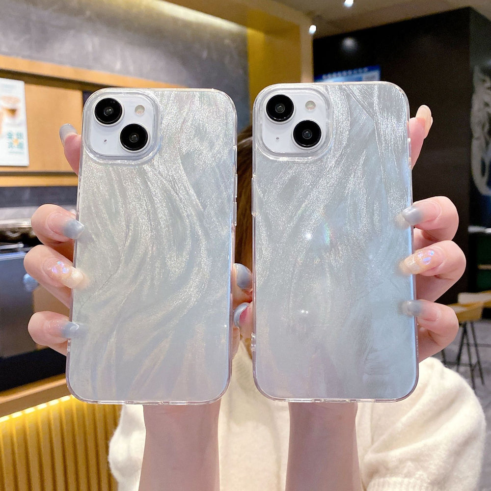 Imd feather yarn suitable for apple 16promax simple anti-fall mobile phone case iphone7p/14 laser silver protective cover