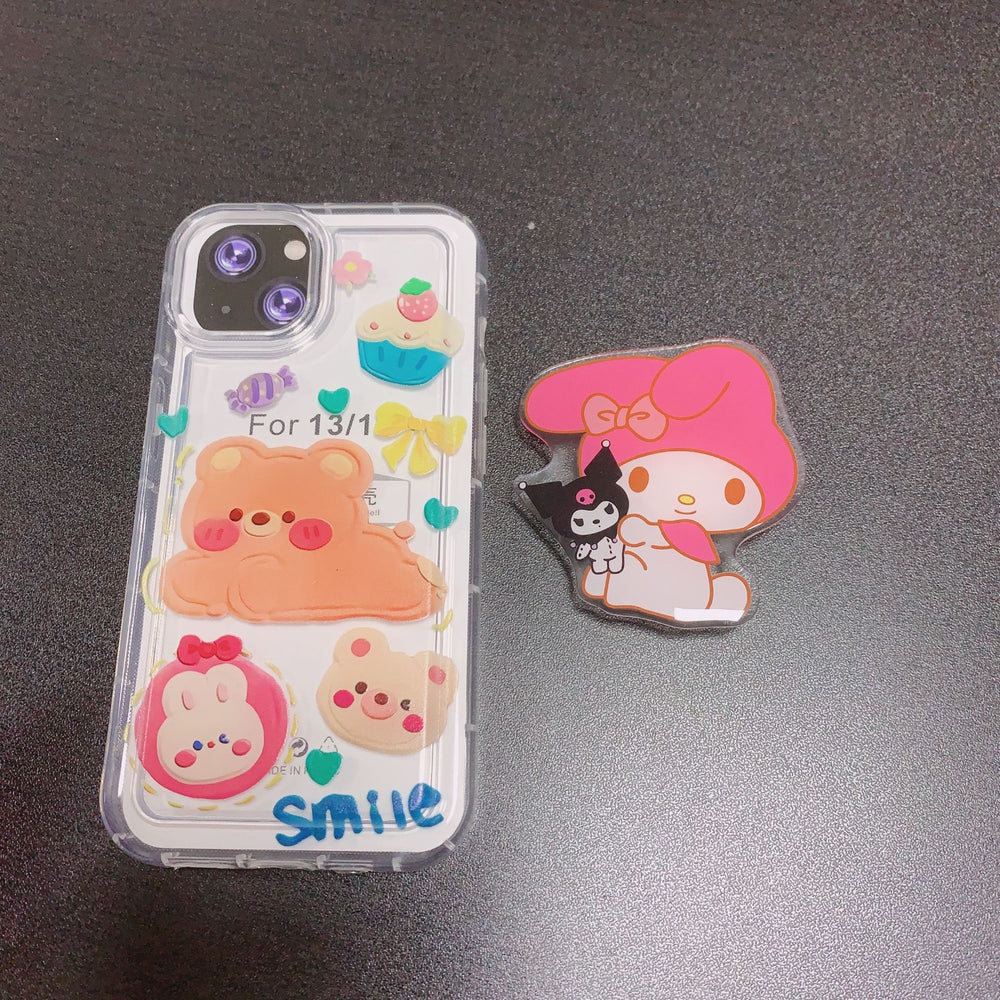 Creative desktop lazy stand melody kuromi/white rabbit/violent bear cartoon cute foldable mobile phone stand
