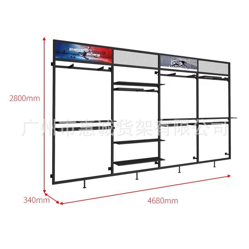 Clothing store display rack men's clothing women's clothing shelf display floor-to-ceiling shoe store shoe rack live broadcast Nakajima wrought iron shelf