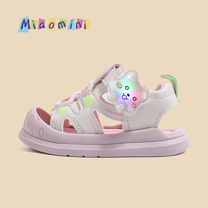 Baby first walker shoes  summer new collection: athletic beach shoes for boys, soft-soled light-up sandals for girls, baby sandals