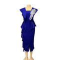 Special offer: african women's slim-fit slit pencil dress with rhinestone and ruffle detail - fashionable sleeveless two-piece look