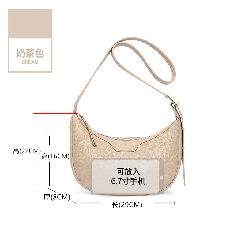 Cross-border Korean version of fashion crescent bag, leather underarm bag, women's 2025 new simple and versatile single shoulder messenger bag, small