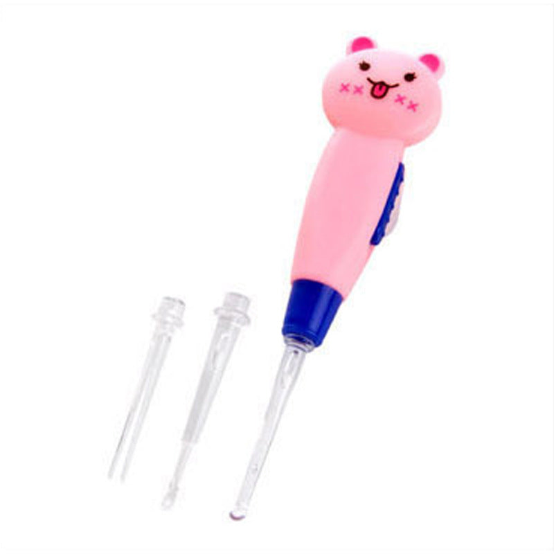 Infant and toddler cartoon luminous ear spoon kids ear picking tool ear spoon baby with light ear digging spoon cleaning handy gadget