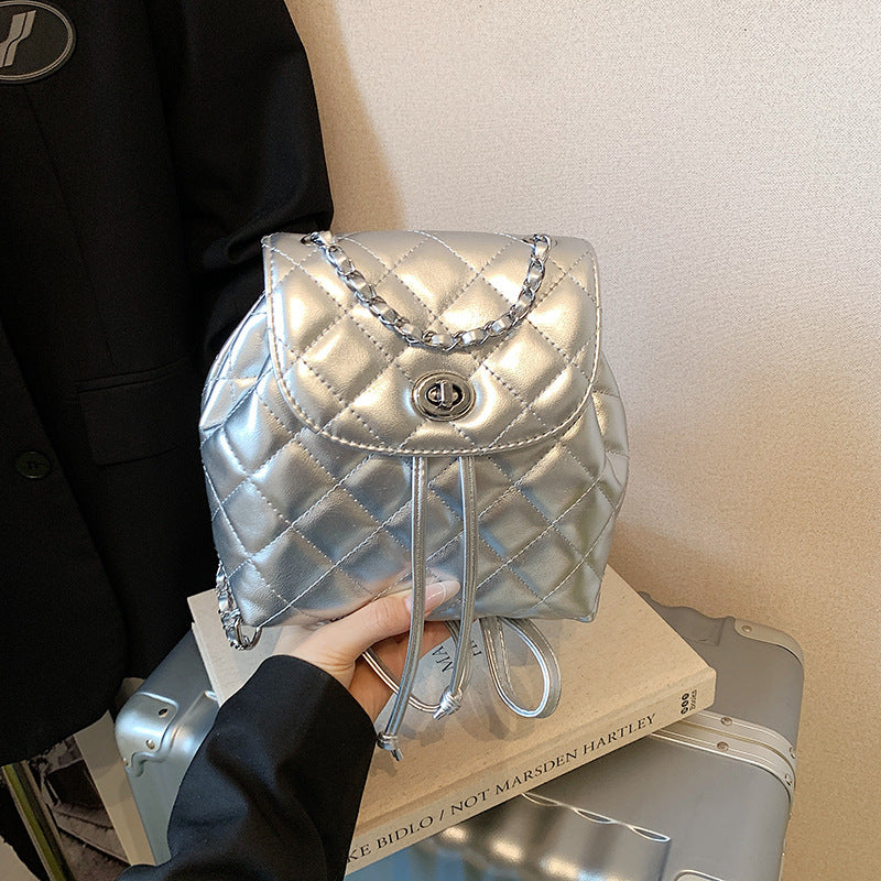 Designer argyle chain backpack - 2026 spring new arrival bucket bag - premium quality fashion commuter bag for women