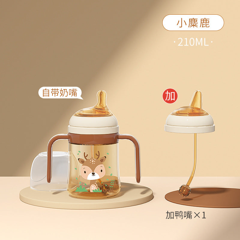 Babycare baby bottle newborn infant bottle 1+ year old baby bottle ppsu straw bottle anti-colic customizable
