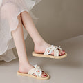 Fabric flower three-flower flip-flops women's summer outwearfashionabrasion resistantnon-slip cross-strap flats beach shoes women's sandals