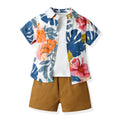 New european and american style children's printed short-sleeve shirt beachwear - factory wholesale cotton holiday boys' summer outfit trendy clothing set
