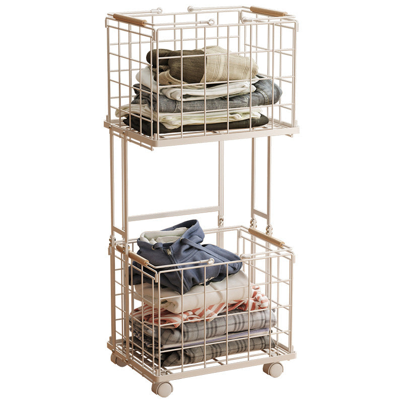 Dirty laundry basket Multifunctional wrought iron Two-layer storage Removable folding laundry classification Dirty laundry basket Bathroom Home simplicity