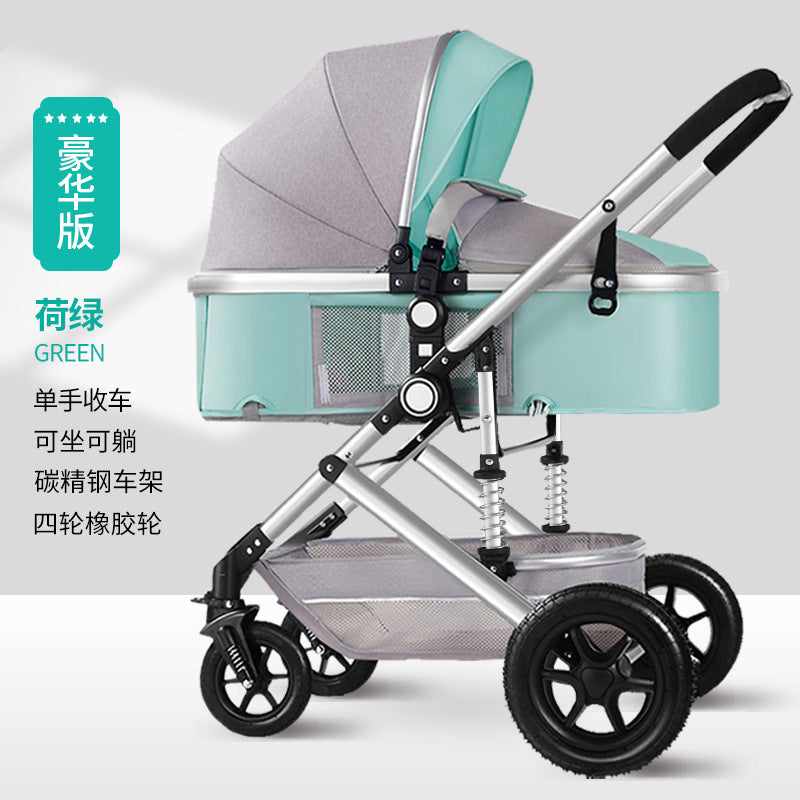 Lightweight baby stroller - four seasons, two-way, foldable bassinet, newborn pram, shock absorption, wholesale from manufacturer, portable