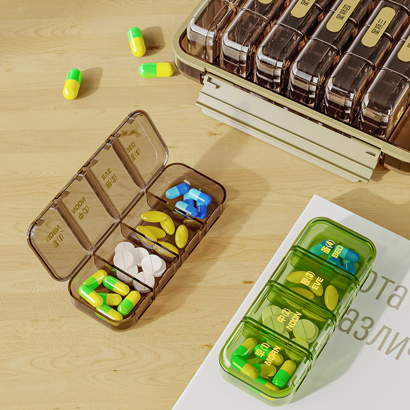Portable medicine box upgrade, seven days a week tablet storage box, small square box, divided into compartments, mini medicine box dispenser