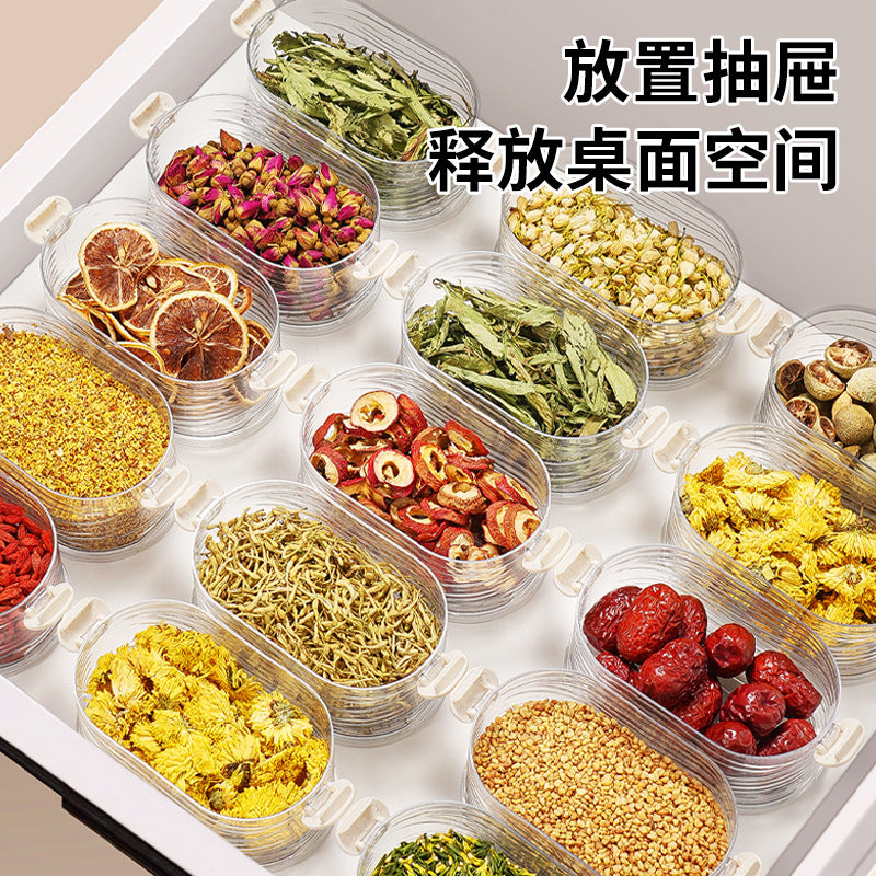 Living room grid sealed tank scented tea storage box multi-layer grain tank storage tank dry goods transparent storage tank with lid