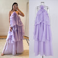 Export cross-border stereo flower decoration large backless halterneck dress holiday style rufflesclassy sense elegance long skirt