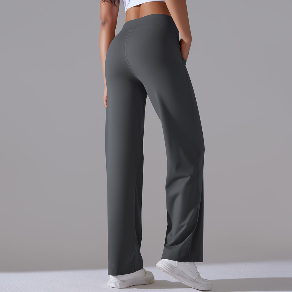 Naked new waistband drawstring loose pants high waist body shaping yoga clothes large flap pocket pants on both sides sports wear fitness pants