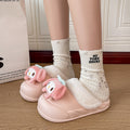 Platform chunky sole white fuzzy slippers - women's outerwear shoes, new autumn/winter 2024 collection, versatile home slippers