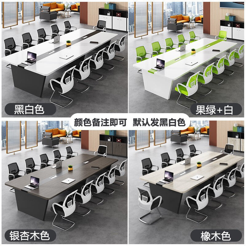 White conference table - minimalist modern rectangular desk set for small meeting rooms
