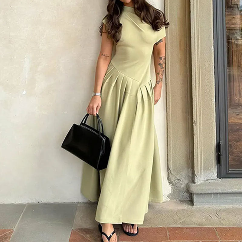 summer new arrivals: women's clothing - cross-border european & american hot seller - elegant & chic maxi dress, fashionable high-waisted solid color dress