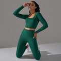 European and american cross-border seamless multi-organic jacquard yoga set - long sleeve top & high-waisted butt-lifting leggings - activewear