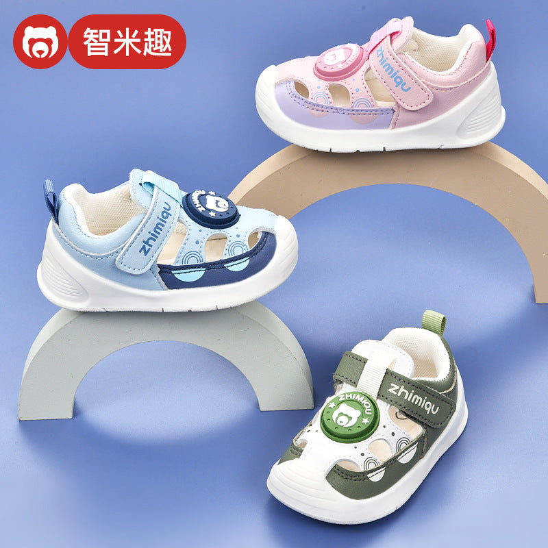 Baby sandals for boys, summer infant first walker shoes, 0-1-2 years old, soft sole baby and toddler functional shoes for girls
