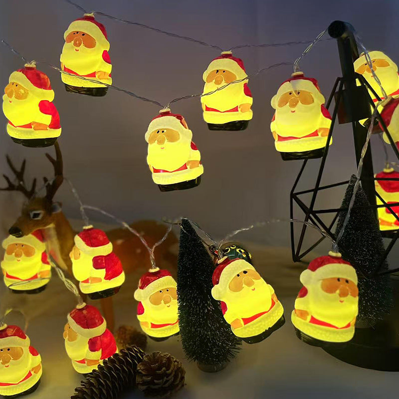 Cross-border Christmas old man headlight string, snowman outdoor festival battery box USB arrangement decorative small lights wholesale