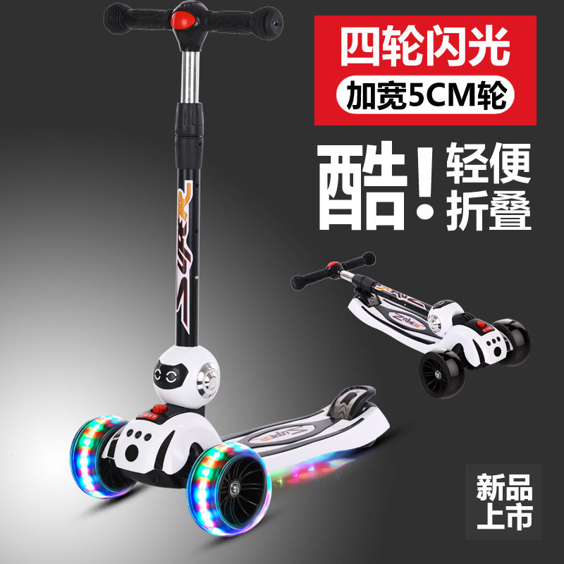 Children's four-wheel flash scooter, adjustable height children's toy scooter for 2-6 years old, supplied by the manufacturer