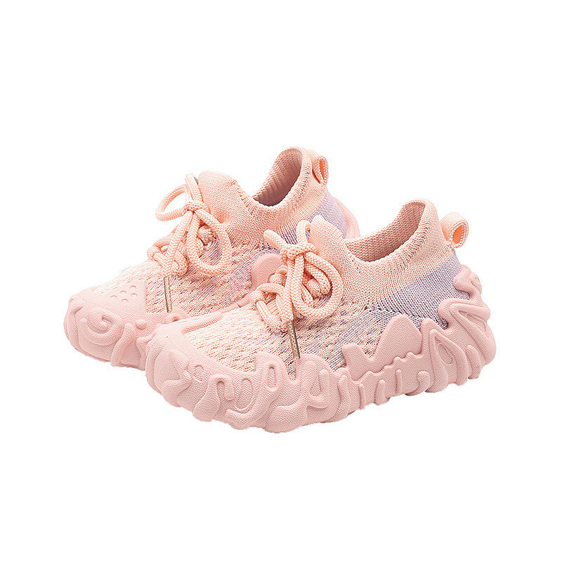 Boys' fashion octopus coconut shoes spring/summer new korean style girls' flyknit sneakers sock shoes