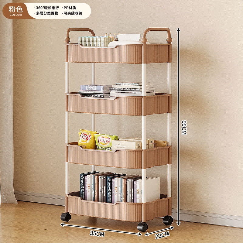 Movable coffee table snack cart cream style living room sofa side table mini bedside storage rack table
