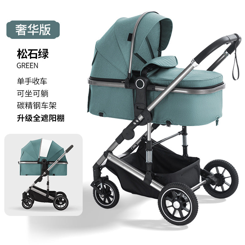 High-view, two-way stroller - convertible pushchair, lightweight & foldable, four-wheel, all-season use