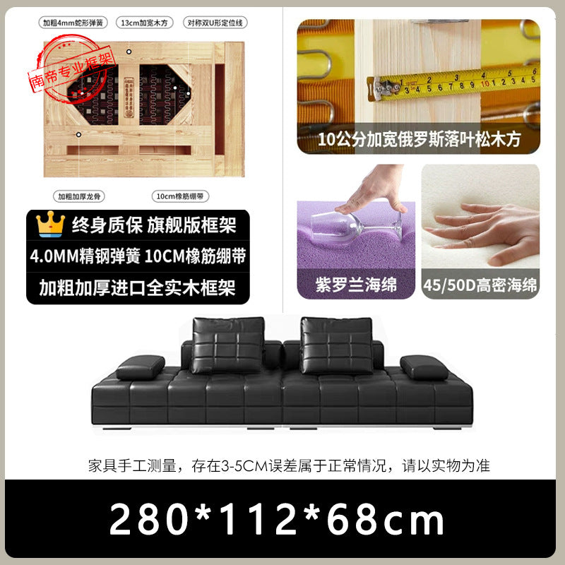 Brand leather half-green genuine leather sofa house living room straight row sofa classy large apartment high-end lawrence sofa