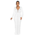 C6809 cross-border   fashion women's solid color rhinestone long sleeve slit maxi dress