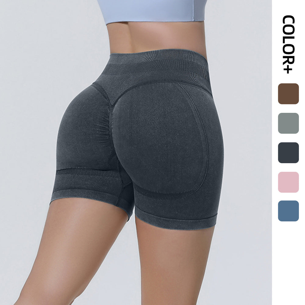 New arrival cross-border seamless washable tight high elastic high waist yoga shorts sports running fitness yoga wear three-quarter pants
