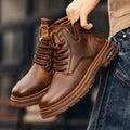 Men's 2026 spring hot-selling martin boots, high-top leather work shoes, thickened, non-slip, wear-resistant, trendy footwear