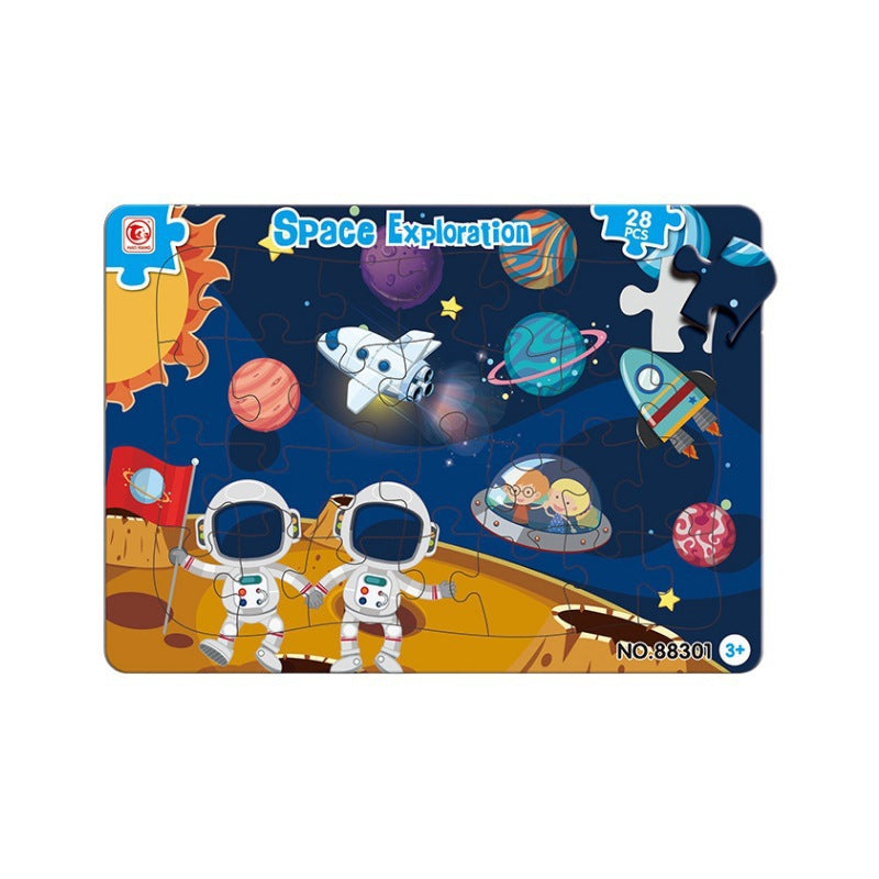 Cross-border export of children's puzzles 28 pieces double-layer puzzles, waterproof and fold-resistant observation training baby puzzle toys