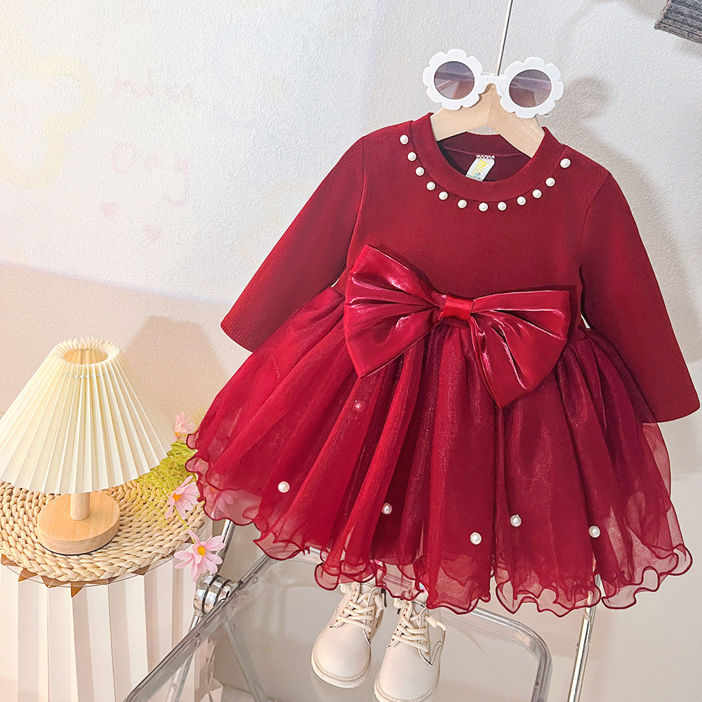 Kidsspring style dress autumn baby girl princess first birthday mesh dress kids