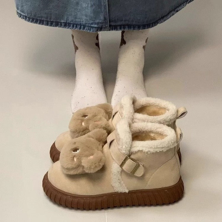 Fashion tribe fleece-lined fluffy snow boots for women, new winter 2026 collection, extra thick warm cotton shoes, non-slip ankle boots