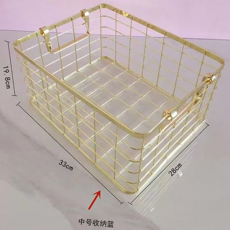 Dirty clothes basket, desktop storage basket, wrought iron storage basket, Nordic ins storage basket, sorting storage basket, sundries storage frame