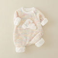Baby autumn style cute baby long sleevesfleece-lined jumpsuit full month hundred days clothes cute haki outing climbing clothes