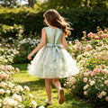 Amazon girls' sleeveless sundress with 3d floral appliqués - european & american style princess dress - in stock