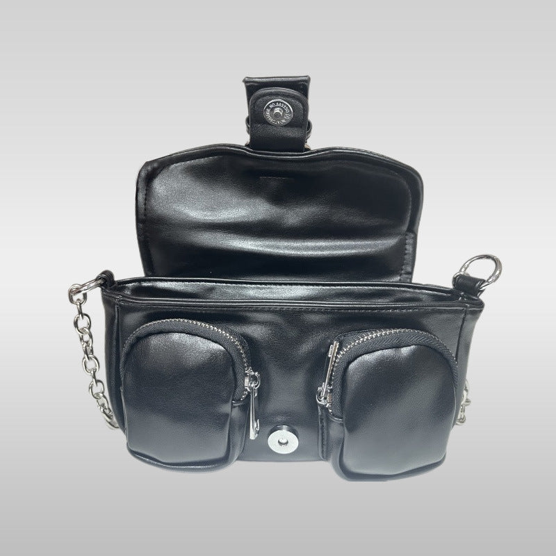 Cross-border 2025 summer chain underarm bag niche design punk style shoulder bag new trendy retro baguette bag