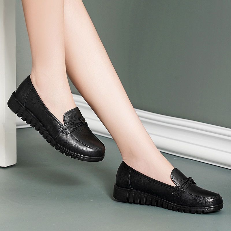【100% soft leather】comfortable leather shoes for women - soft upper & sole, anti-slip, flat shoes for seniors & middle-aged women